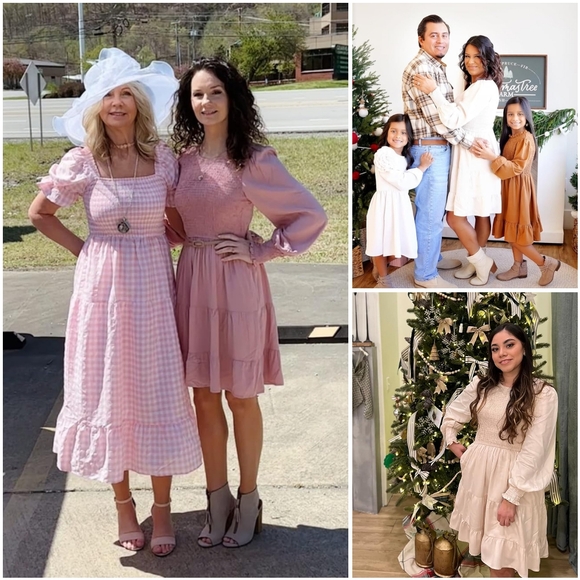 NWT Merokeety Army Green Crew Long Sleeve Smocked Tier Boho Prairie Mini Dress M - Picture 9 of 14